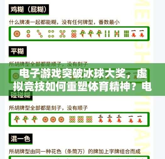 电子游戏突破冰球大奖，虚拟竞技如何重塑体育精神？电子游戏突破冰球大奖